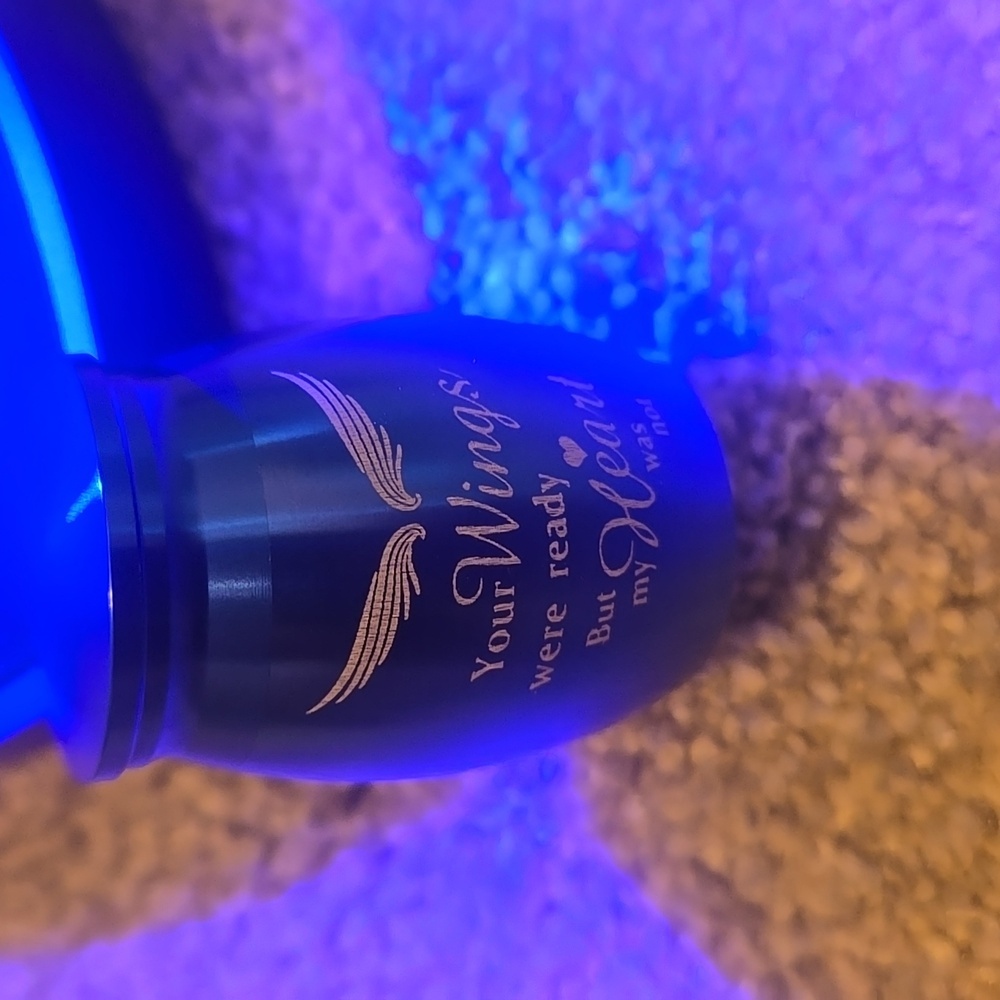 keepsake Urn In Heart-Shaped Blue LED Box - Picture 2 of 4